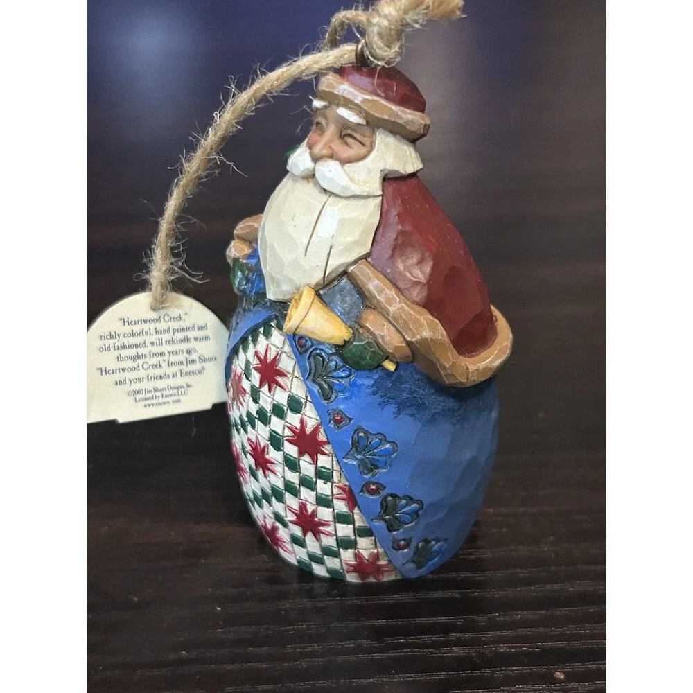 Jim Shore Heartwood Creek Mini Santa Ornament 2002 C107461 Enesco Christmas